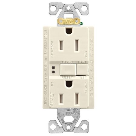 EATON WIRING DEVICES Rcpt Dplx Af/Gf Tr La 15A 125V TRAFGF15LA-K-L